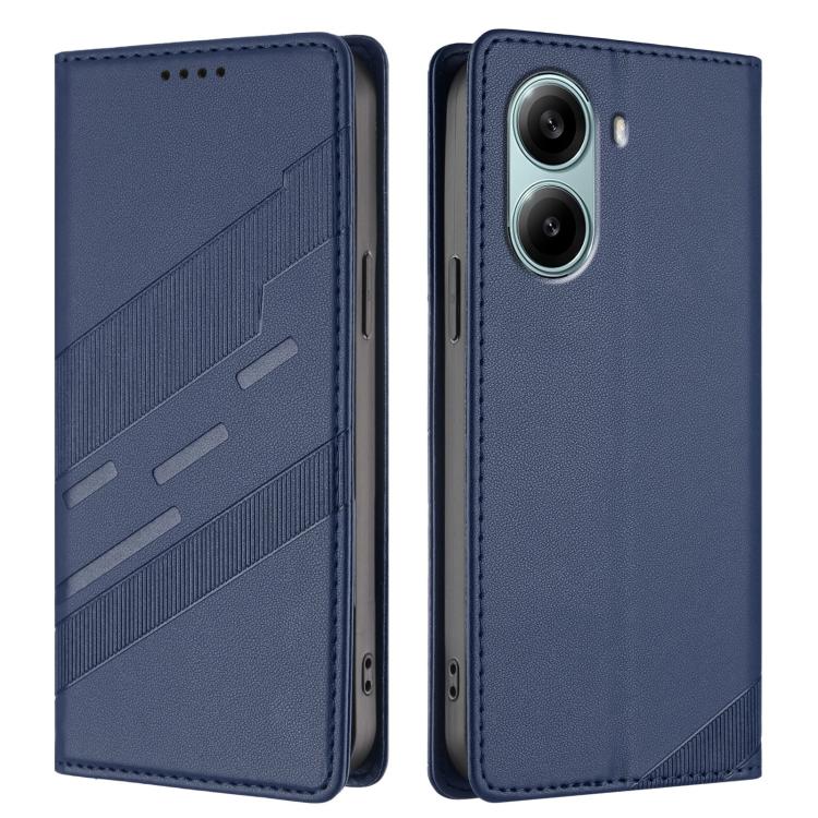 Funda de cuero retro con relieve global para Redmi Turbo 4 Pro (azul oscuro)