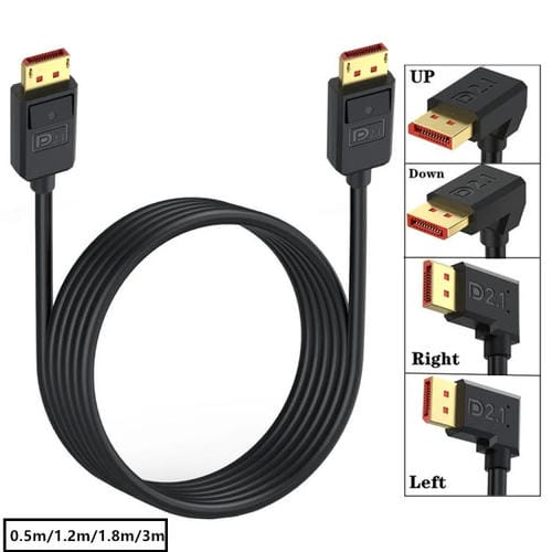 Cable Adaptador Extensión DisplayPort DP2.1 a DP2.1 52 Gbps 16K 30 Hz 3 Metros (Negro)