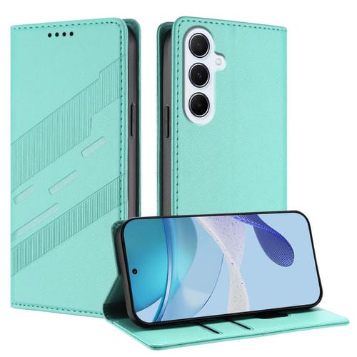 Funda de cuero retro con relieve para Samsung Galaxy A17 5G (verde menta)