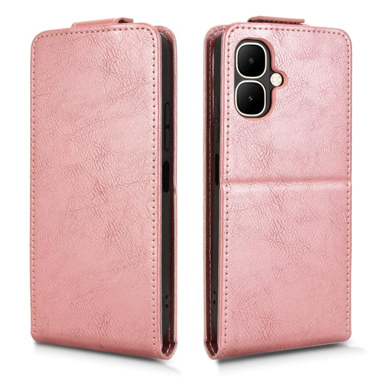 Funda magnética de cuero con tapa vertical y hebilla para Tecno Pop 10 / Infinix Smart 10 4G (oro rosa)