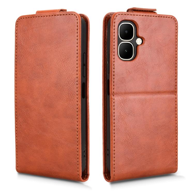 Funda magnética de cuero con tapa vertical y hebilla para Tecno Pop 10 / Infinix Smart 10 4G (marrón)