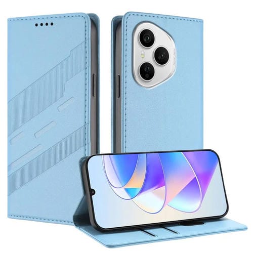 Funda de cuero retro con relieve para Honor 400 Pro Global (160,8 mm) (azul claro)