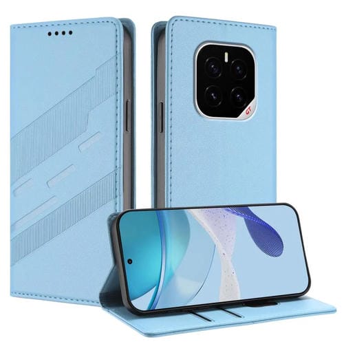 Funda de cuero retro con relieve para Honor GT Pro (azul claro)