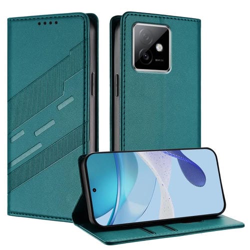 Funda de cuero retro con relieve para Honor X60 GT (verde oscuro)