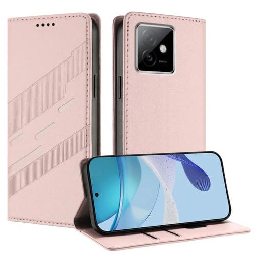 Funda de cuero retro con relieve para Honor X60 GT (rosa)