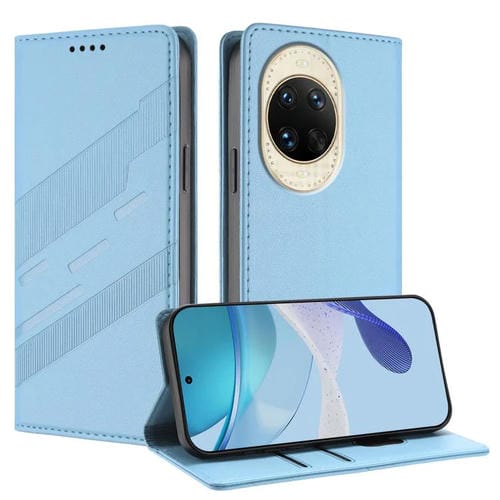 Funda de cuero retro con relieve para Huawei Nova 14 (azul claro)