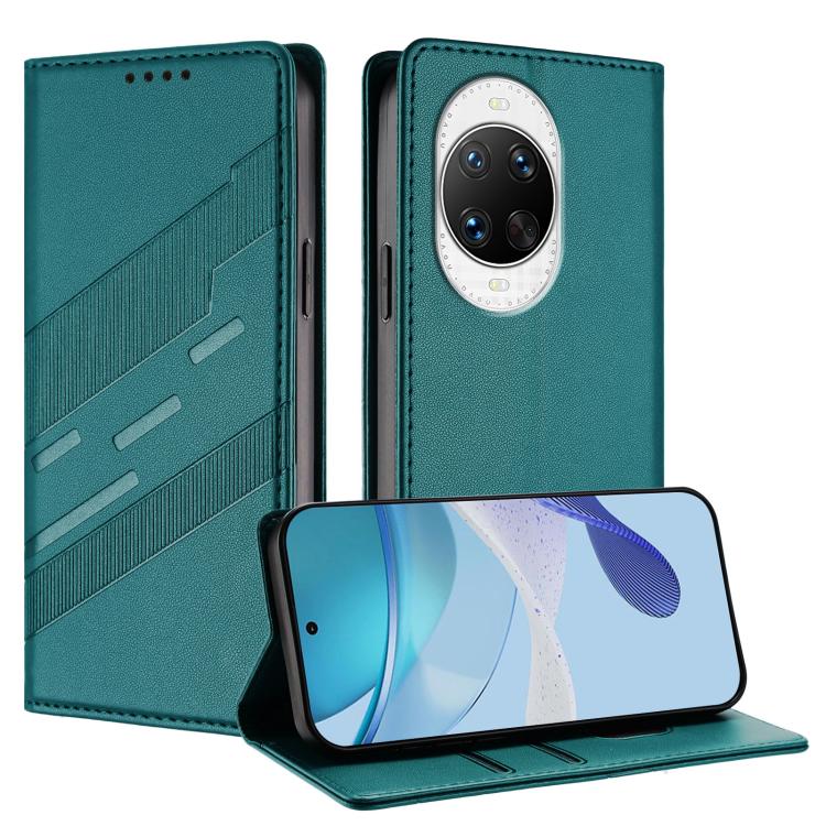 Funda de cuero retro con relieve para Huawei nova 14 Pro (verde oscuro)