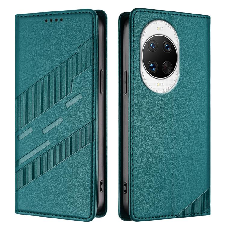 Funda de cuero retro con relieve para Huawei nova 14 Pro (verde oscuro)