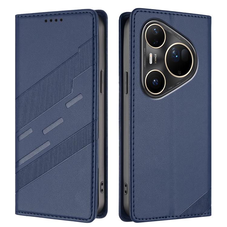 Funda de cuero retro con relieve para Huawei Pura 80 Pro Ultra (azul oscuro)