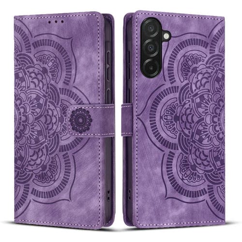Funda de cuero retro esmerilado con diseño de mandala en relieve para Samsung Galaxy A17 5G / A26 5G (morado)