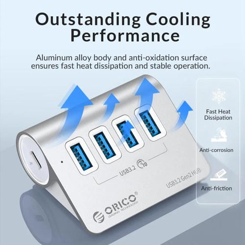 Concentrador de Acoplamiento Orico M3U7-G2 7 en 1 Tipo-C a USB 3.2 (Plateado)