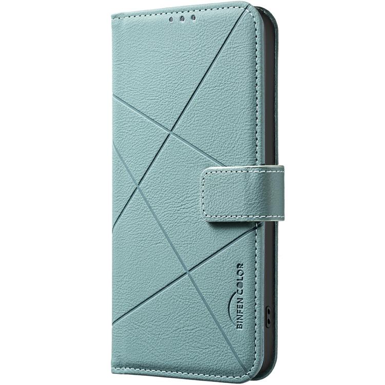 Funda de cuero RFID con patrón geométrico para Infinix Smart 10 4G (verde)