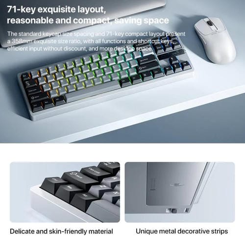 Teclado Mecánico Xiaomi Mk71 Pro con Cable, 2.4 GHz y Bluetooth para Juegos (Glacier)