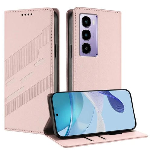 Funda de cuero retro con relieve para itel City 100, multifuncional, estilo billetera (rosa)
