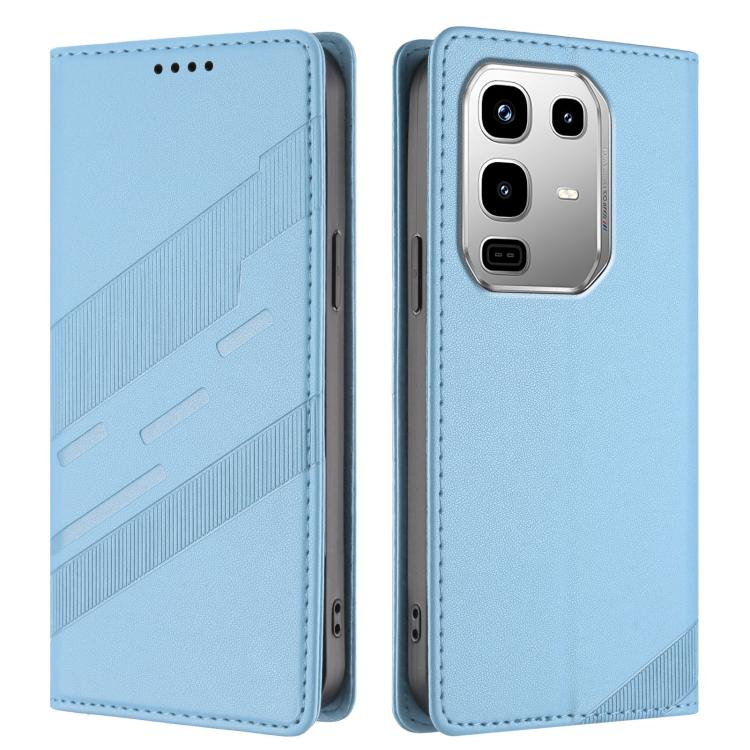 Funda de cuero retro con relieve para Infinix Note 50 Pro 4G (azul claro)