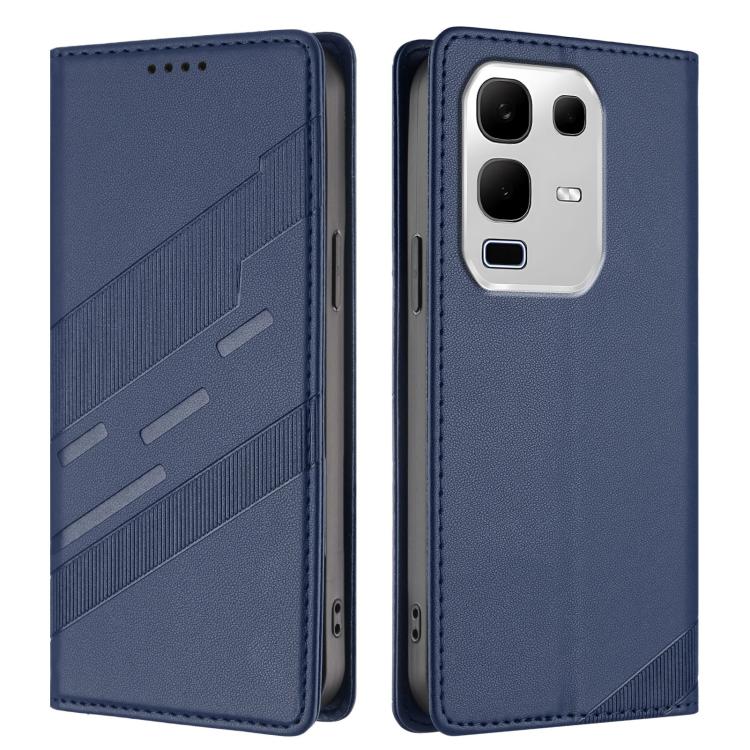 Funda de cuero retro con relieve para Infinix Note 50x 5G (azul oscuro)