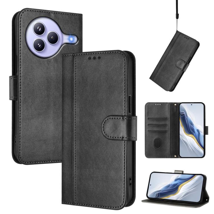 Funda de cuero retro con hebilla de empalme para Xiaomi Civi 5 Pro 5G (negra)