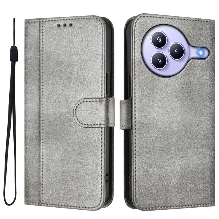 Funda de cuero retro con hebilla de empalme para Xiaomi Civi 5 Pro 5G (gris)