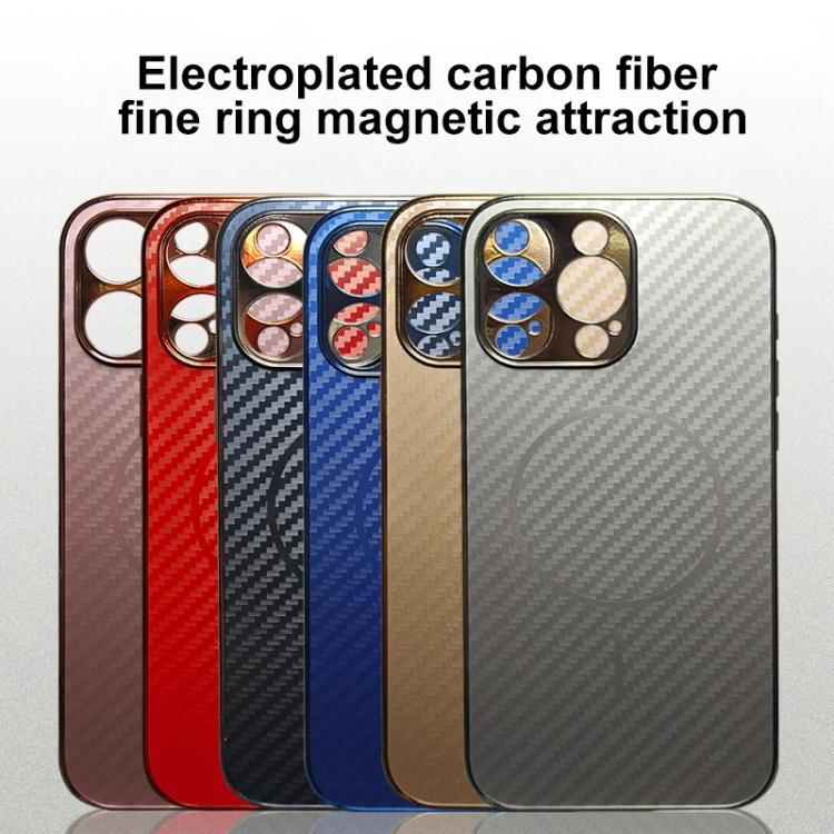 Funda MagSafe de fibra de carbono para iPhone 16e con cobertura total (roja)
