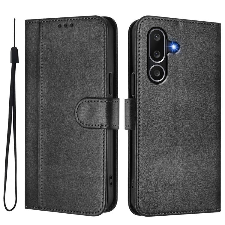 Funda de cuero retro con hebilla y empalme de línea para Samsung Galaxy M56 5G (negra)