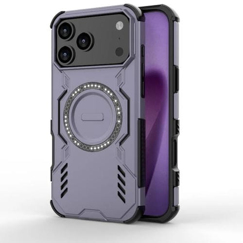Funda a prueba de golpes con anillo magnético MagSafe y mariposa para iPhone 17 Pro Max (morado)