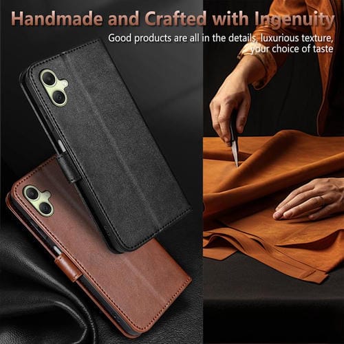 Funda de piel de oveja AZNS con tapa para Samsung Galaxy A07 4G (marrón)