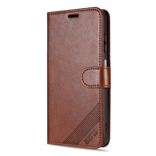 Funda de piel de oveja con tapa AZNS para Samsung Galaxy A17 5G (marrón)