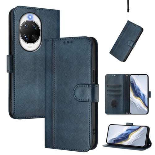 Funda de cuero retro con hebilla para Huawei Nova 14 Ultra (azul oscuro)