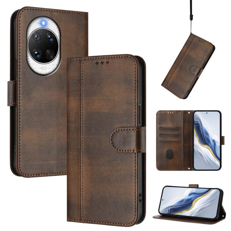Funda de cuero retro con hebilla para Huawei Nova 14 Ultra (marrón)