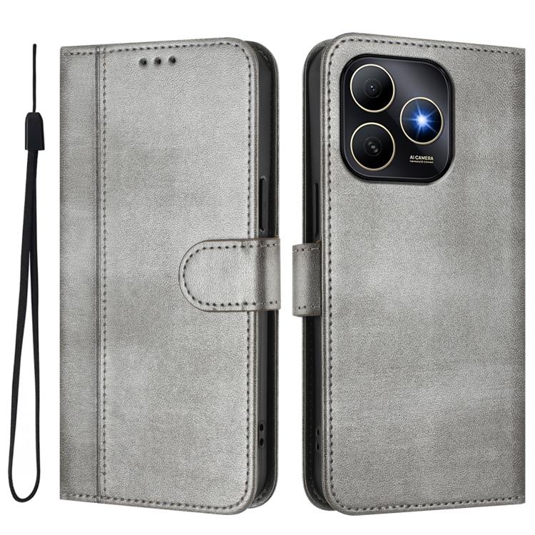 Funda de cuero estilo retro con hebilla y diseño de los años 80 para Huawei Enjoy (gris)