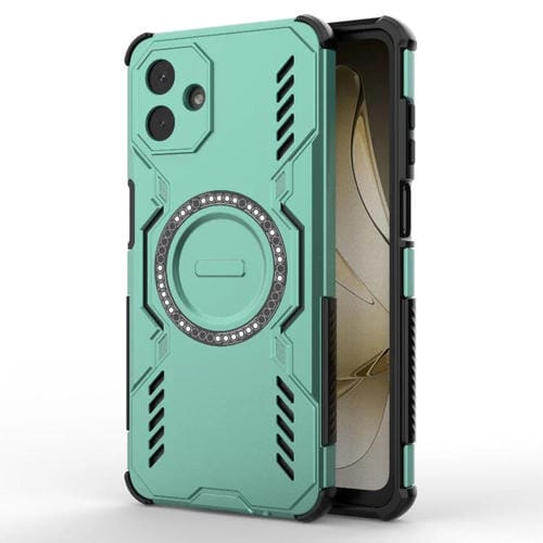 Funda con anillo magnético MagSafe y mariposa para Samsung Galaxy A07 4G (verde claro)