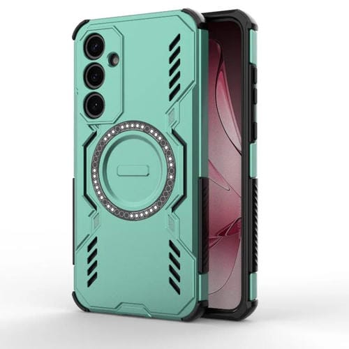 Funda con anillo magnético MagSafe y mariposa para Samsung Galaxy A35 5G (verde claro)