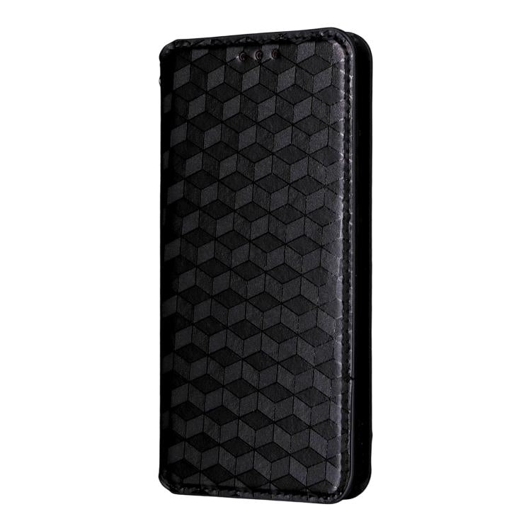 Funda de cuero con tapa y textura de cuadrícula cúbica para Fossibot S3 Pro (negra)