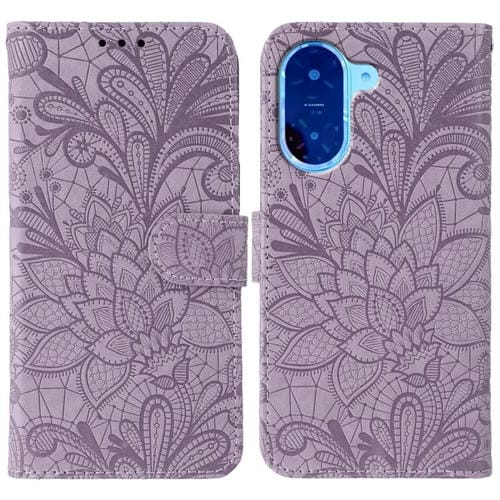 Funda de cuero con tapa y estampado floral para Redmi A5 4G (171,7 mm) / Poco C71 4G (morado)