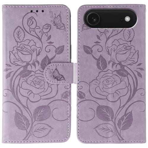 Funda de piel con estampado de mariposas rosas para iPhone 17 Air (morado)