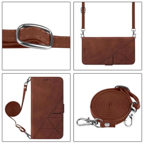 Funda de cuero con relieve 3D para TCL 605/60 SE (marrón)
