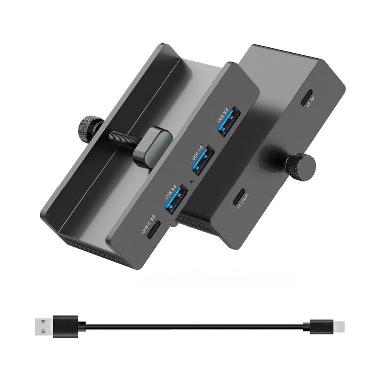 Concentrador de abrazadera ORICO HCL-3A1C-Pro 3 puertos USB y tipo C (Negro) aleación de aluminio