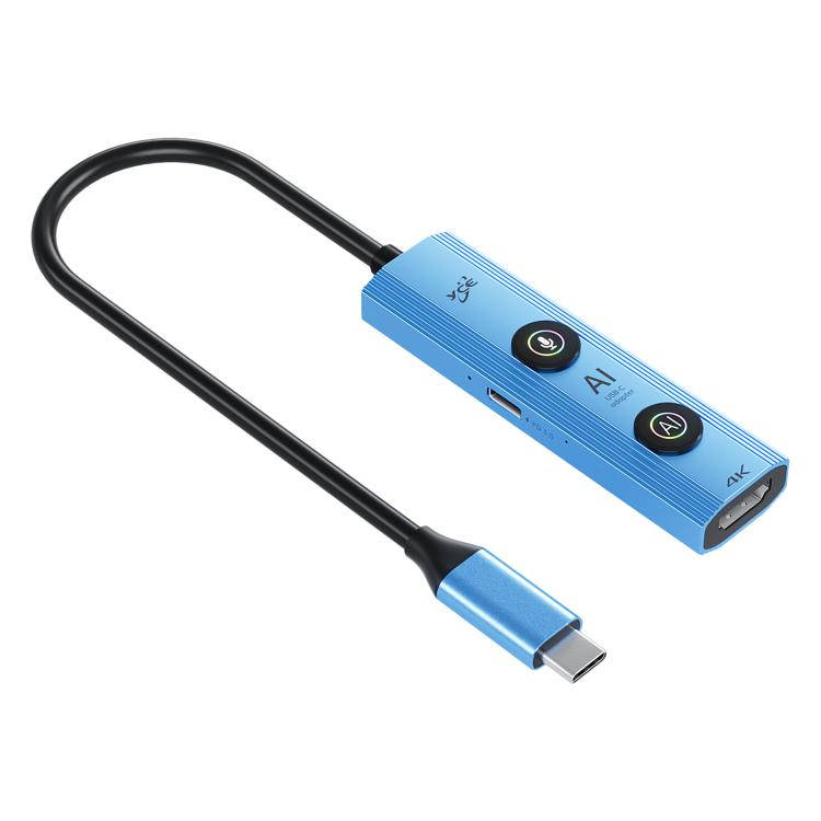 Adaptador concentrador USB-C YCE V297 7 en 1 con IA y salida 4K (Azul)