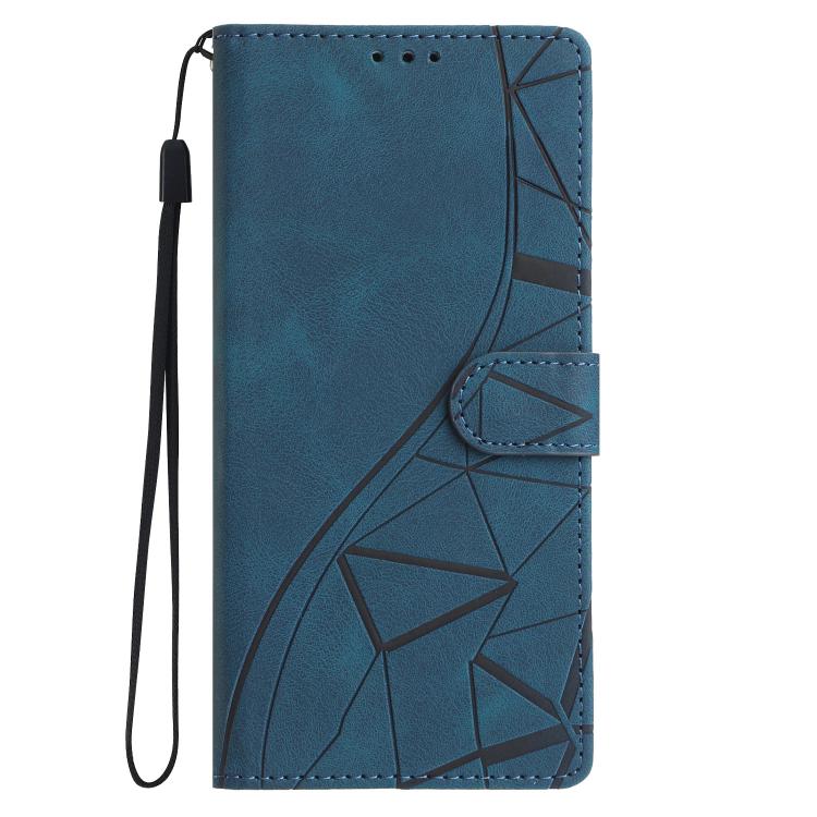 Funda de cuero con relieve de triángulos para Xiaomi Poco F7 Pro/F7 Ultra (azul)
