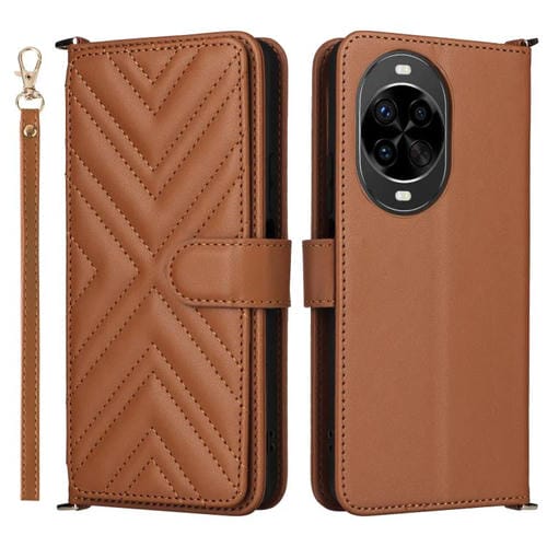 Funda de cuero multifuncional para Huawei nova 14 Ultra 5G con 6 ranuras para tarjetas y correa para la muñeca (marrón)