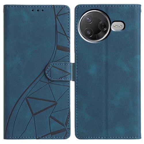 Funda de cuero con relieve de triángulos para Redmi K80/K80 Pro (azul)