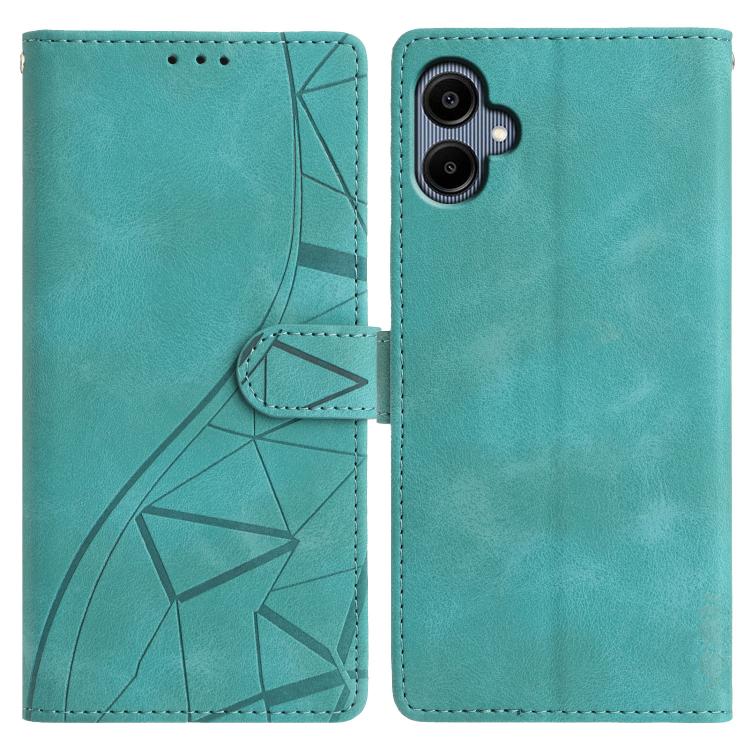 Funda de cuero con relieve de triángulos para Samsung Galaxy A07 (verde)
