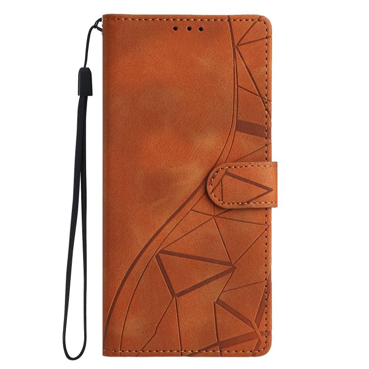 Funda de cuero con relieve de triángulos para Samsung Galaxy A17 (marrón)