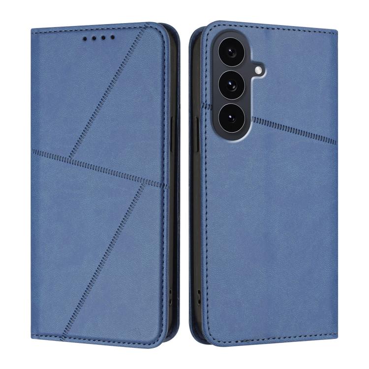 Funda de cuero con tapa magnética resistente y esmerilada para Samsung Galaxy S25 FE 5G (azul rey)