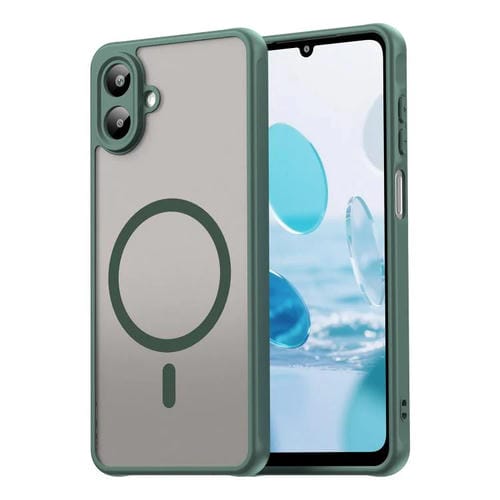 Funda híbrida de TPU y PC esmerilada Magsafe para Samsung Galaxy A07 4G (verde)