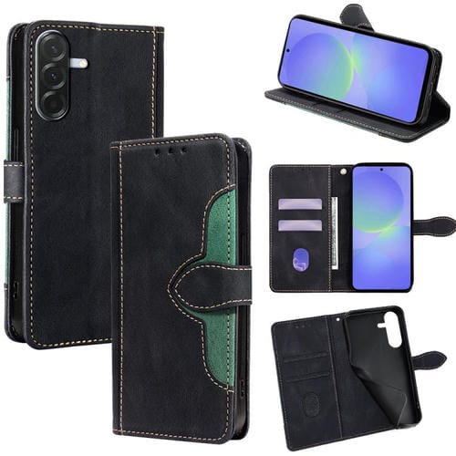 Funda de cuero con hebilla magnética y tacto suave para Samsung Galaxy A36 5G (negro)