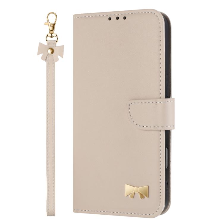 Funda de cuero con lazo metálico y correa para Samsung Galaxy S25 FE 5G (albaricoque)