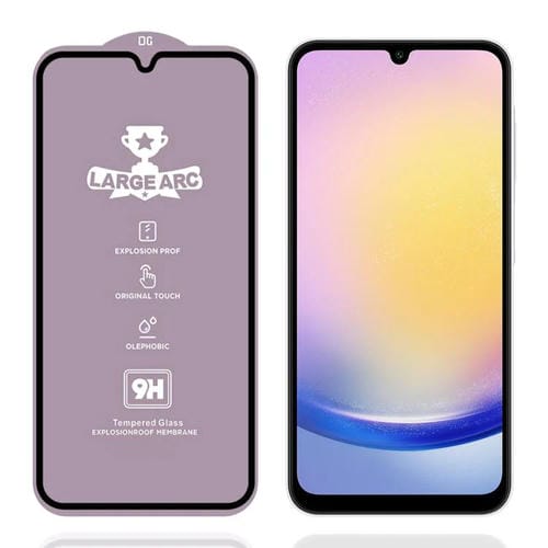 Película de vidrio templado de arco grande de aluminio de alta resistencia 9H de 0,4 mm para Samsung Galaxy A25 4G