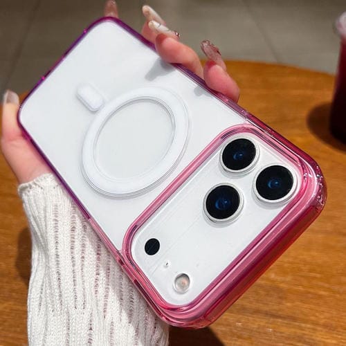 Funda MagSafe transparente con degradado de color en contraste para iPhone 17 Pro (morado, rosa y morado claro)