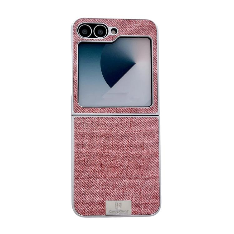 Funda de poliuretano y policarbonato con marco plateado para Samsung Galaxy Z Flip6 5G (rosa)